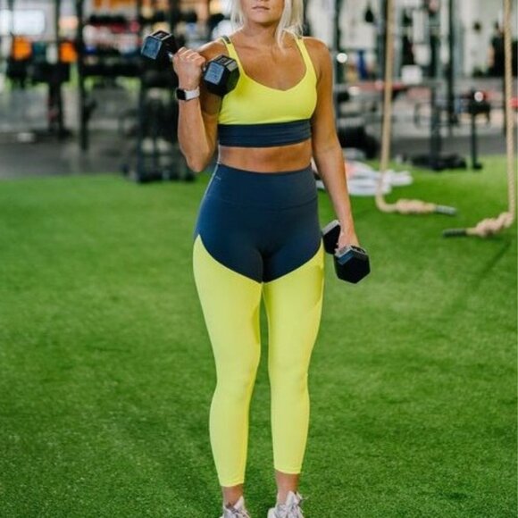 Zyia Women's Neon Yellow Parallel Luxe Hi-Rise 7/8 Leggings - Picture 1 of 6